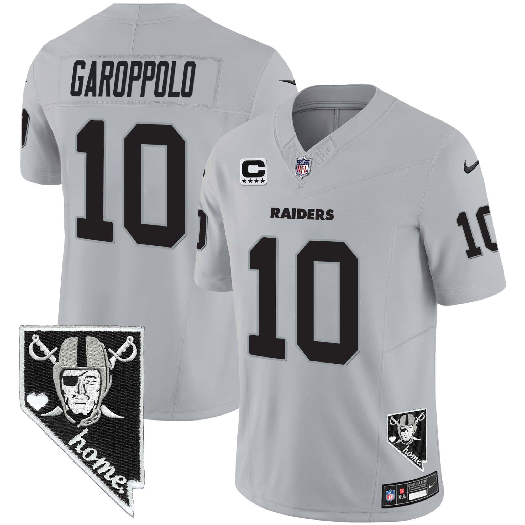 Men Oakland Raiders #10 Garoppolo Grey 2024 Nike Nevada Home Patch Vapor NFL Jersey->indianapolis colts->NFL Jersey